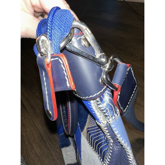 Pierotucci Fortunata Made In Italy Blue Leather Patchwork Tote Bag Purse - Picture 12 of 16